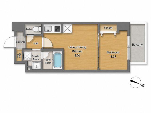 S-RESIDENCE広島駅イースト(1LDK/2階)の間取り写真