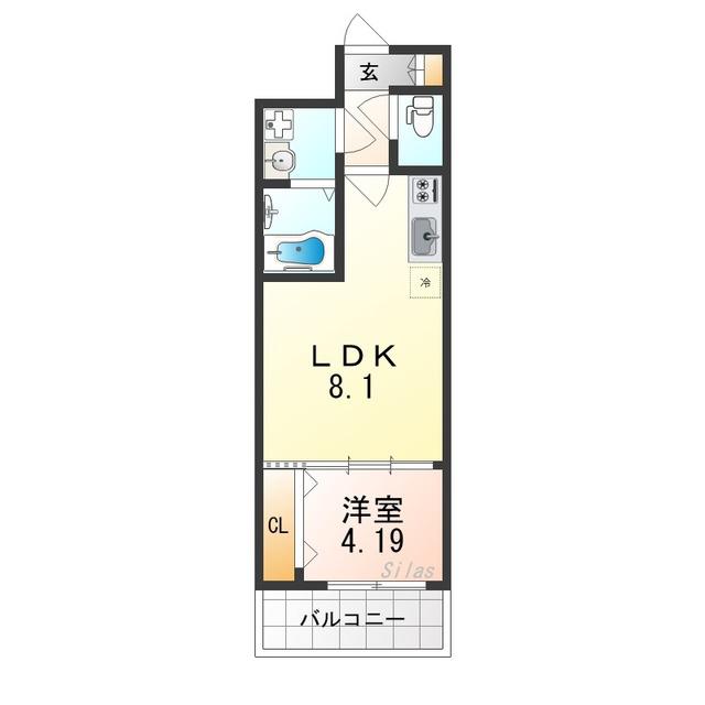 ATLAS加賀屋(1LDK/6階)の間取り写真