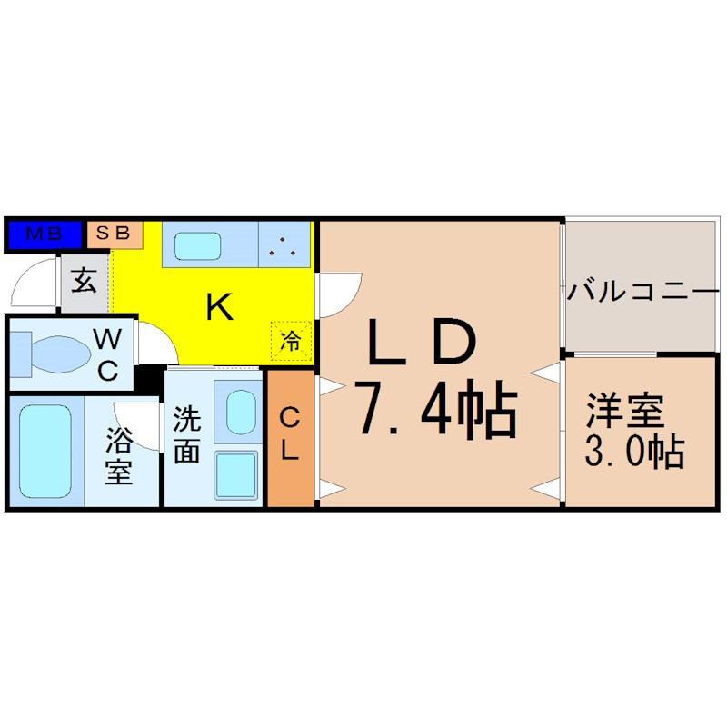 マンダリンコートささしまライブ(1LDK/1階)の間取り写真