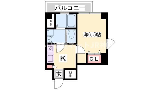 CUBE COURT(1K/3階)の間取り写真