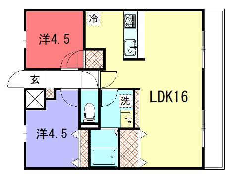 カーサ・プラトー(2LDK/1階)の間取り写真