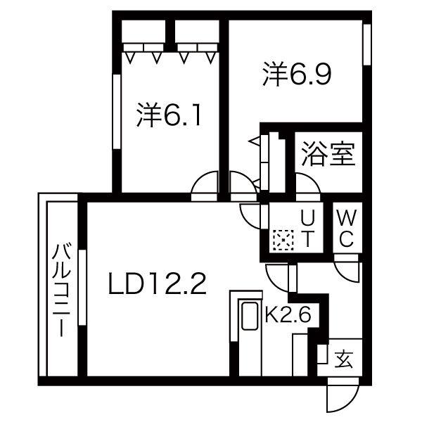 富丘ベース(2LDK/1階)の間取り写真