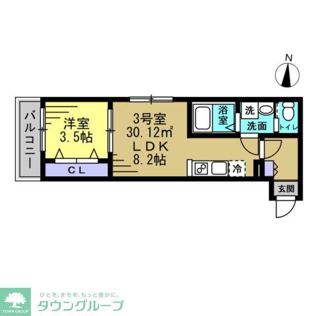 AJ八千代台北(1LDK/1階)の間取り写真