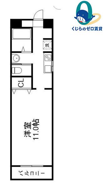 地下鉄鶴舞線 いりなか駅 徒歩6分 4階建 築20年(1K/4階)の間取り写真