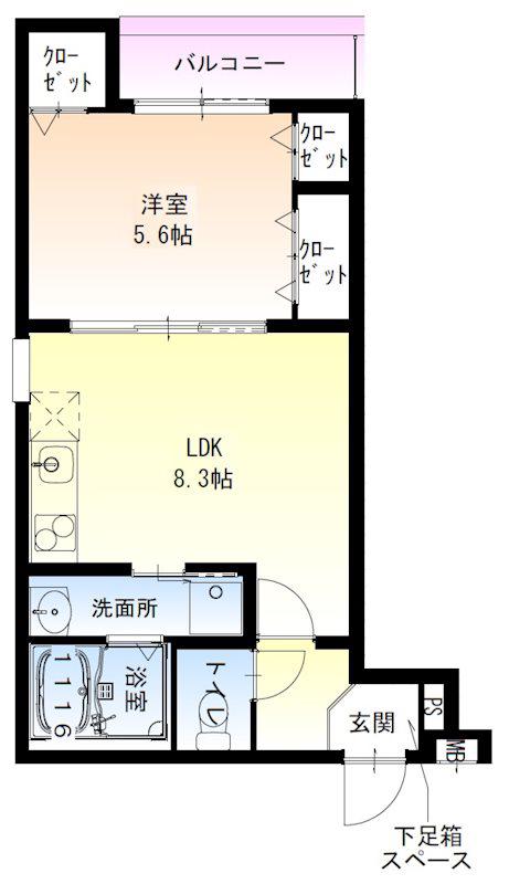 フジパレス高石駅西I番館(1LDK/2階)の間取り写真