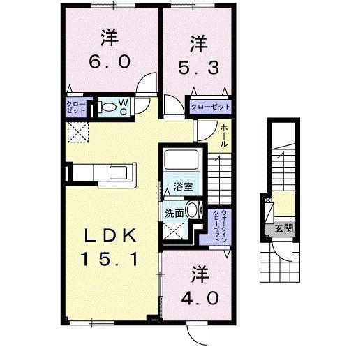 ピアチェーレ明日風 II(3LDK/2階)の間取り写真