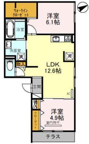 地下鉄谷町線 八尾南駅 徒歩14分 3階建 築4年(2LDK/1階)の間取り写真