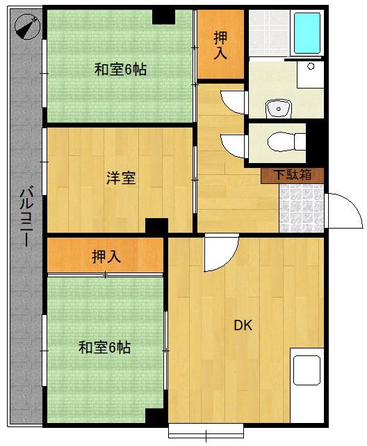 原田ビル(3DK/2階)の間取り写真