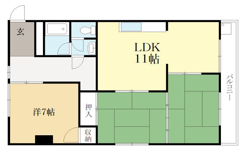北川マンション(3LDK/2階)の間取り写真