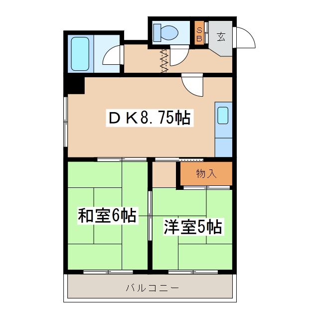 プレシャスワタナベ(2DK/2階)の間取り写真