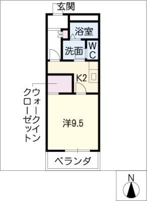 LIMAユーアイ(1K/2階)の間取り写真