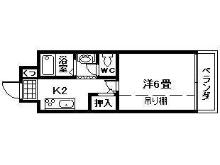 ペガサス6(1K/4階)の間取り写真