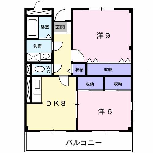 ファミリーステイツ2(2DK/3階)の間取り写真