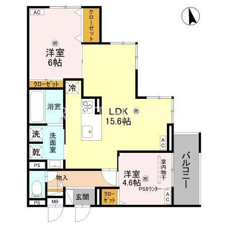 D-ROOM東本町(2LDK/3階)の間取り写真