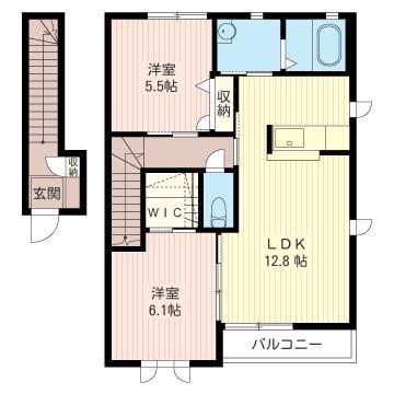 ボヌール・シャトー B(2LDK/2階)の間取り写真