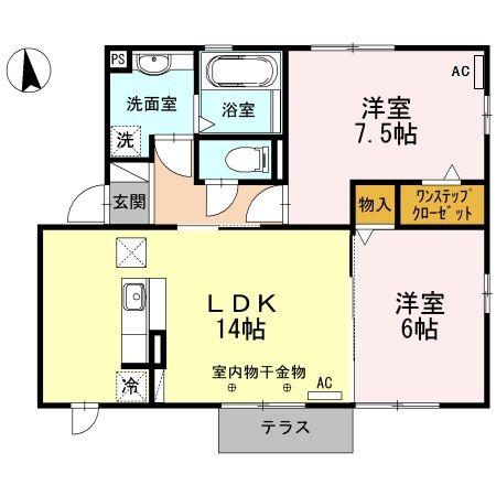 ソレイユ(2LDK/1階)の間取り写真