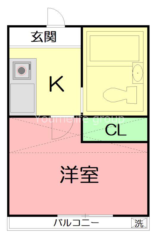 ALBA小田原四番館(1K/1階)の間取り写真