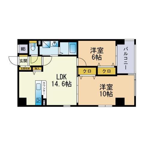 藤8番館(2LDK/8階)の間取り写真