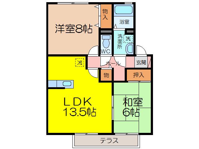 ルミエール(2LDK/1階)の間取り写真
