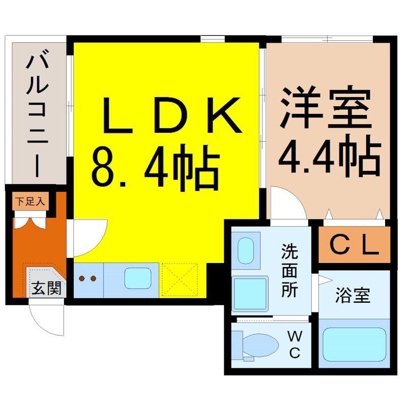 COMODO東海通(1LDK/2階)の間取り写真