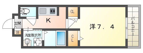 オーヴェスト アンビエンテ I(1K/1階)の間取り写真