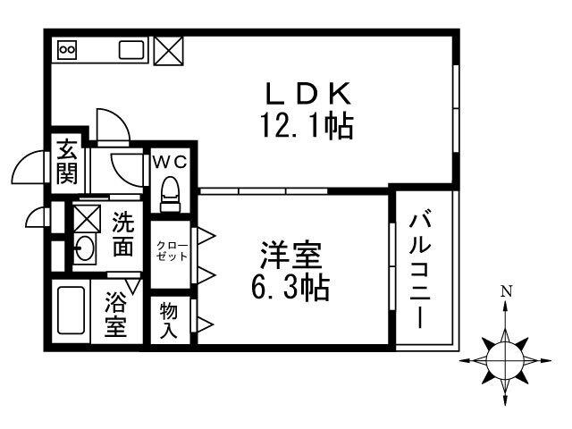 フジパレスヴァンヴェール(1LDK/2階)の間取り写真