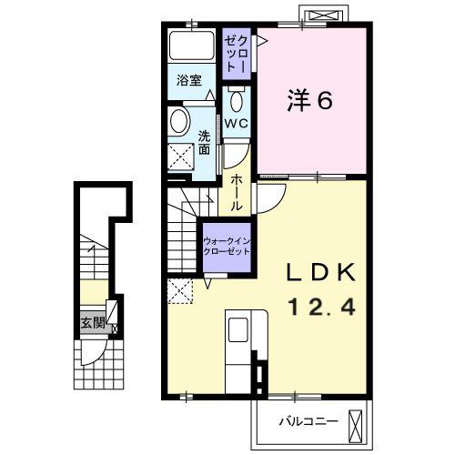 アイミルン C(1LDK/2階)の間取り写真