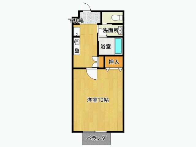 ファミール大財(1K/1階)の間取り写真
