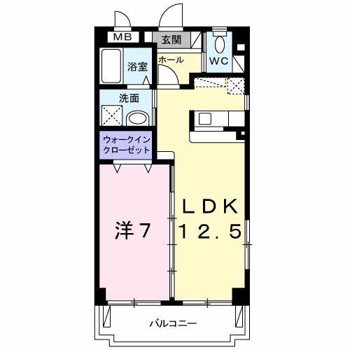 カルム・ヴィラゆき(1LDK/4階)の間取り写真