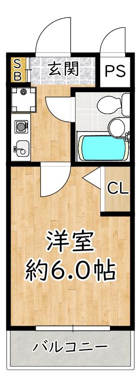 リーガル塚本(1K/4階)の間取り写真