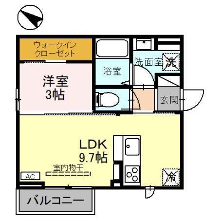 オリーブ(1LDK/2階)の間取り写真