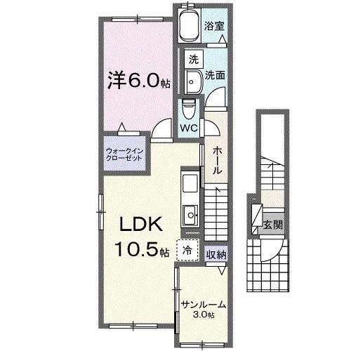 クラールIII(1LDK/2階)の間取り写真