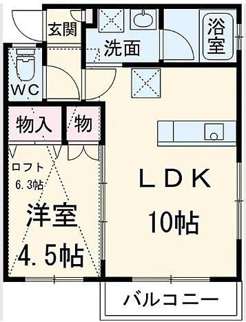 ADVANTAGE(1LDK/2階)の間取り写真