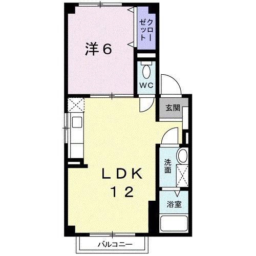 リブアライフ花梨(1LDK/2階)の間取り写真