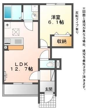 ベルグラースFUKUMITSU2(1LDK/1階)の間取り写真