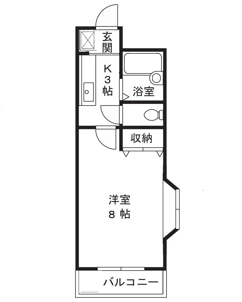 エスポワール梶ヶ谷(1K/2階)の間取り写真