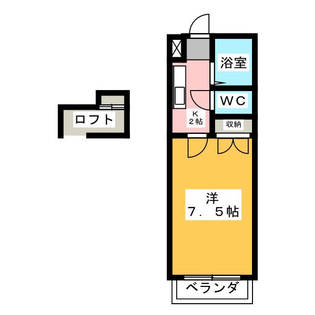 ハイツジュビロ(1K/2階)の間取り写真