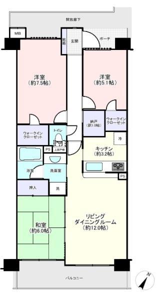 ザ・ウインベル臼井王子台(3SLDK/3階)の間取り写真