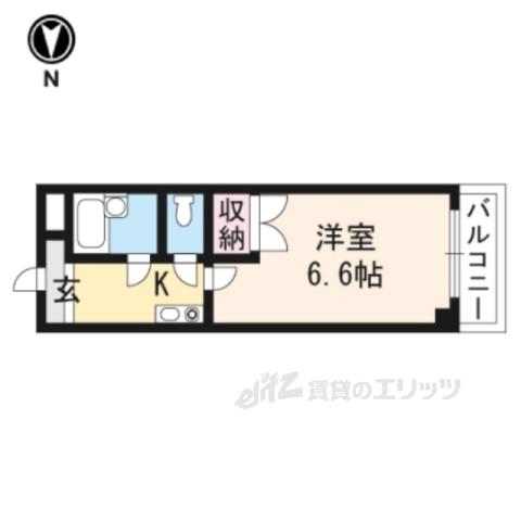ベルクレストおくだ(1K/4階)の間取り写真