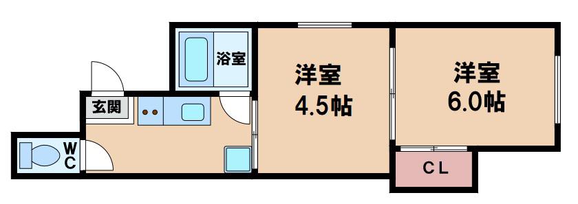 エクセル山坂(2K/3階)の間取り写真