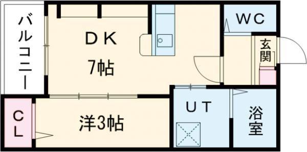 九間町シーエム・サンク(1DK/1階)の間取り写真