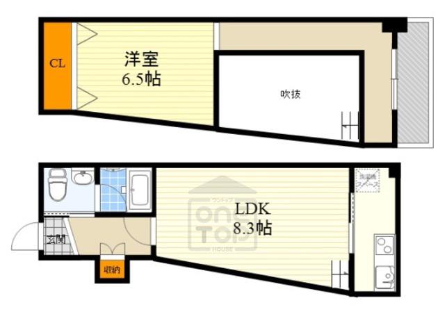 スタディオン(1LDK/1階)の間取り写真