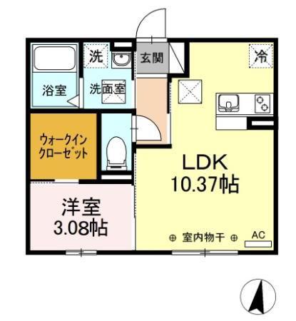 コンフォース コート B(1LDK/1階)の間取り写真