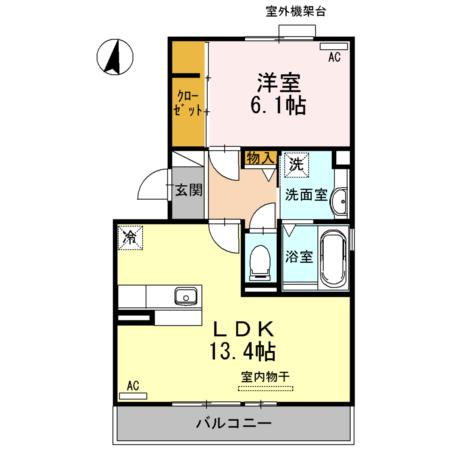 エスパシオA(1LDK/3階)の間取り写真