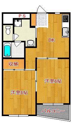ノーブ平沼園(2DK/1階)の間取り写真