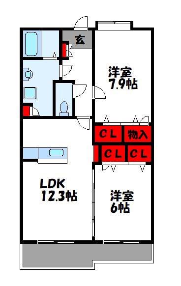 プロスパー20(2LDK/2階)の間取り写真