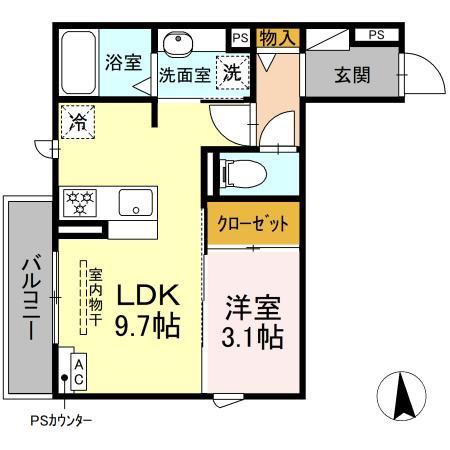 D-HILLS領家II(1LDK/2階)の間取り写真