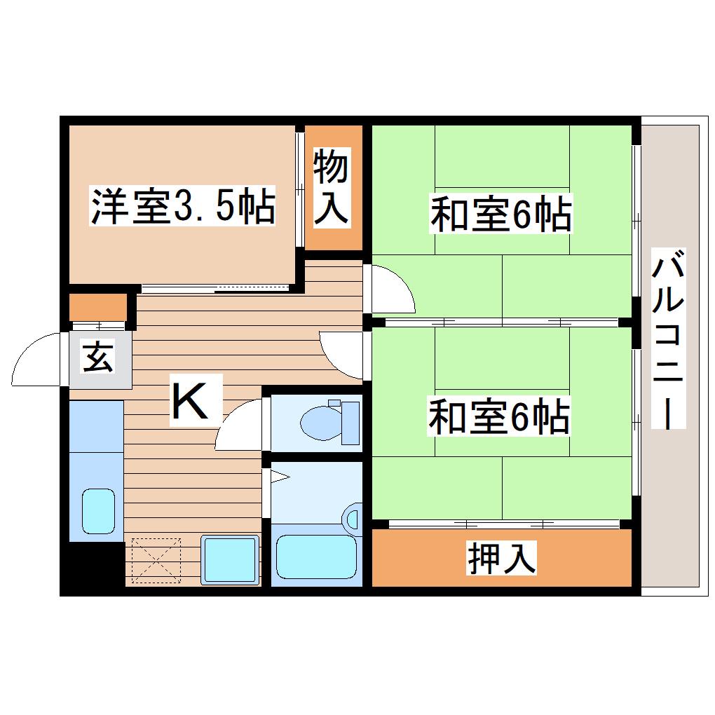 大手町YKハイツA(3K/1階)の間取り写真