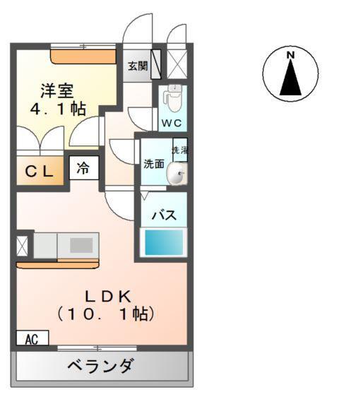 サンクチュアリV(1LDK/2階)の間取り写真