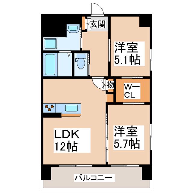 アンソレイエ(2LDK/1階)の間取り写真